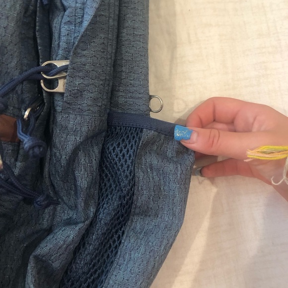 Jansport Navy Blue & Brown Leather Bottom Multi Pocket Large Backpack - Picture 4 of 6